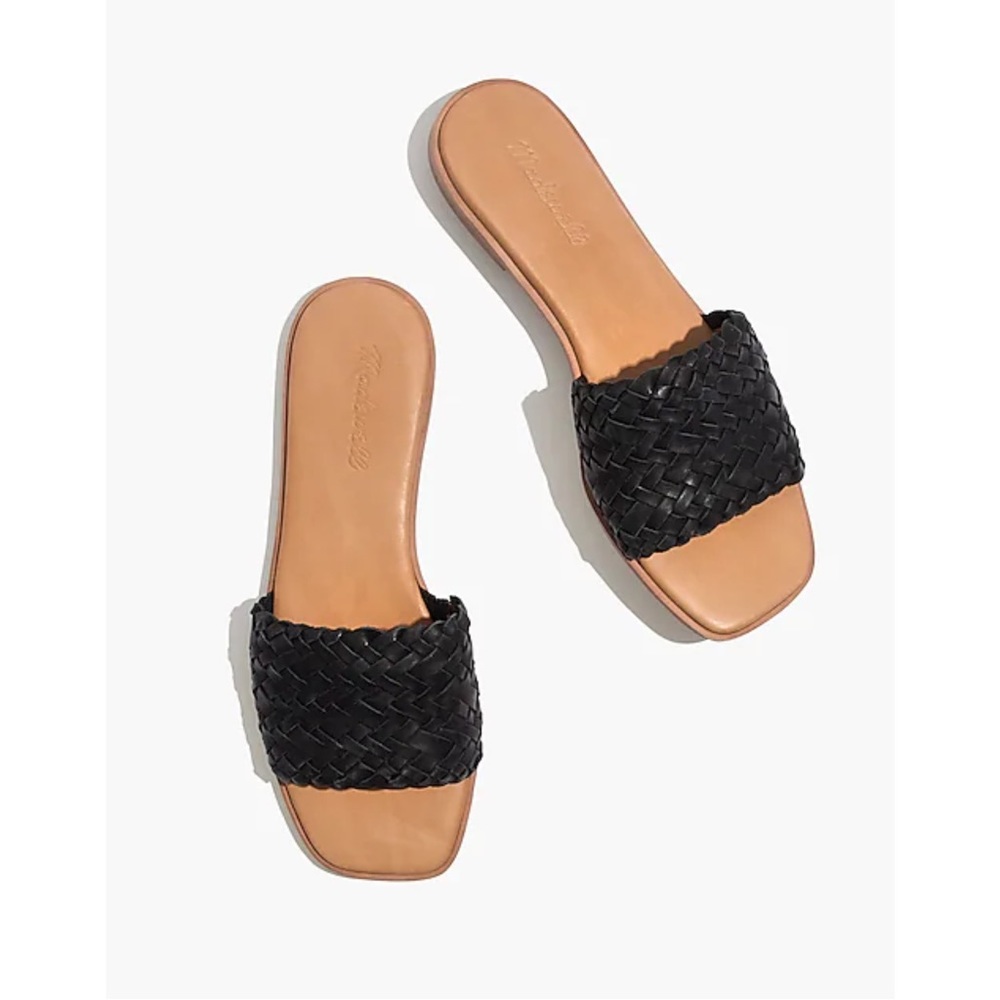Madewell The Lianne Slide in Woven Leather Black
